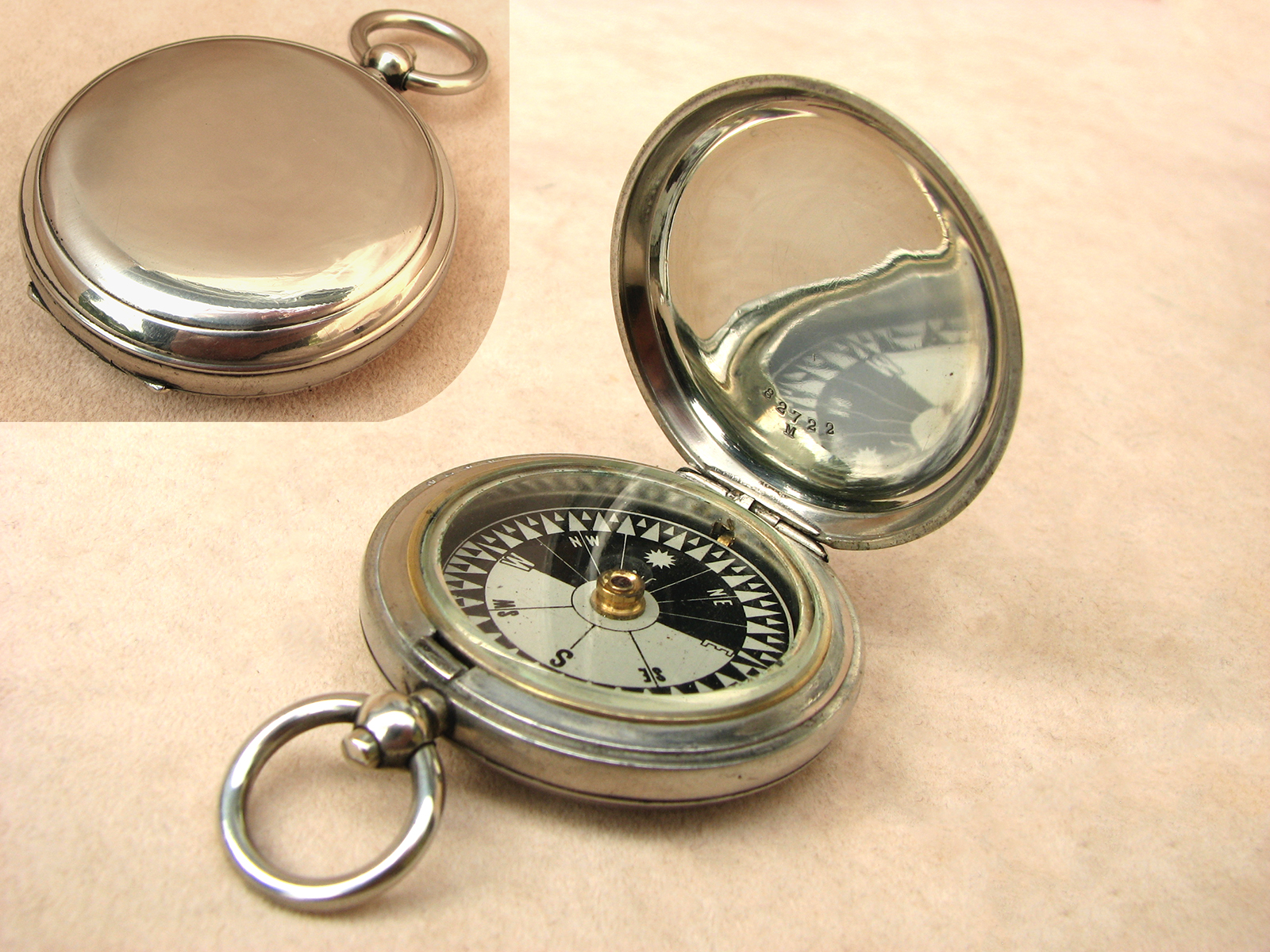 WW1 Dennison MK V pocket compass with Singers Patent style dial dated 1916